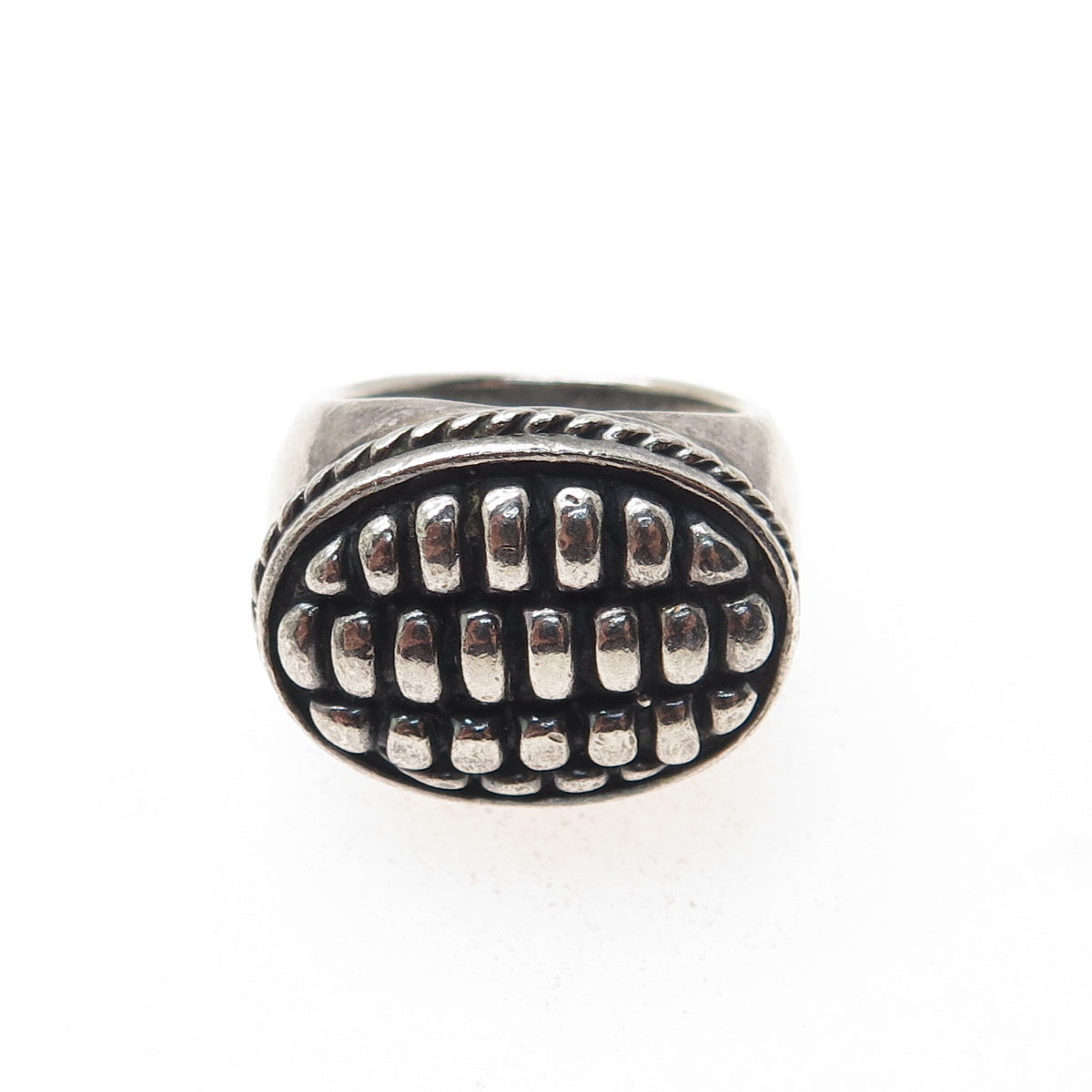 925 Sterling Silver Vintage Crocodile Pattern Oxidized Ring Size 6.75