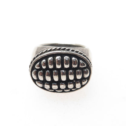 925 Sterling Silver Vintage Crocodile Pattern Oxidized Ring Size 6.75