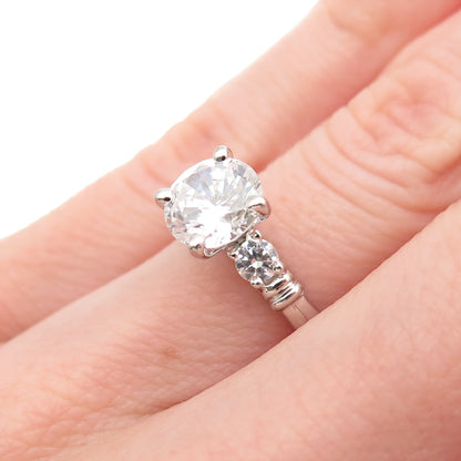 925 Sterling Silver Round-Cut C Z Engagement Ring Size 5.25
