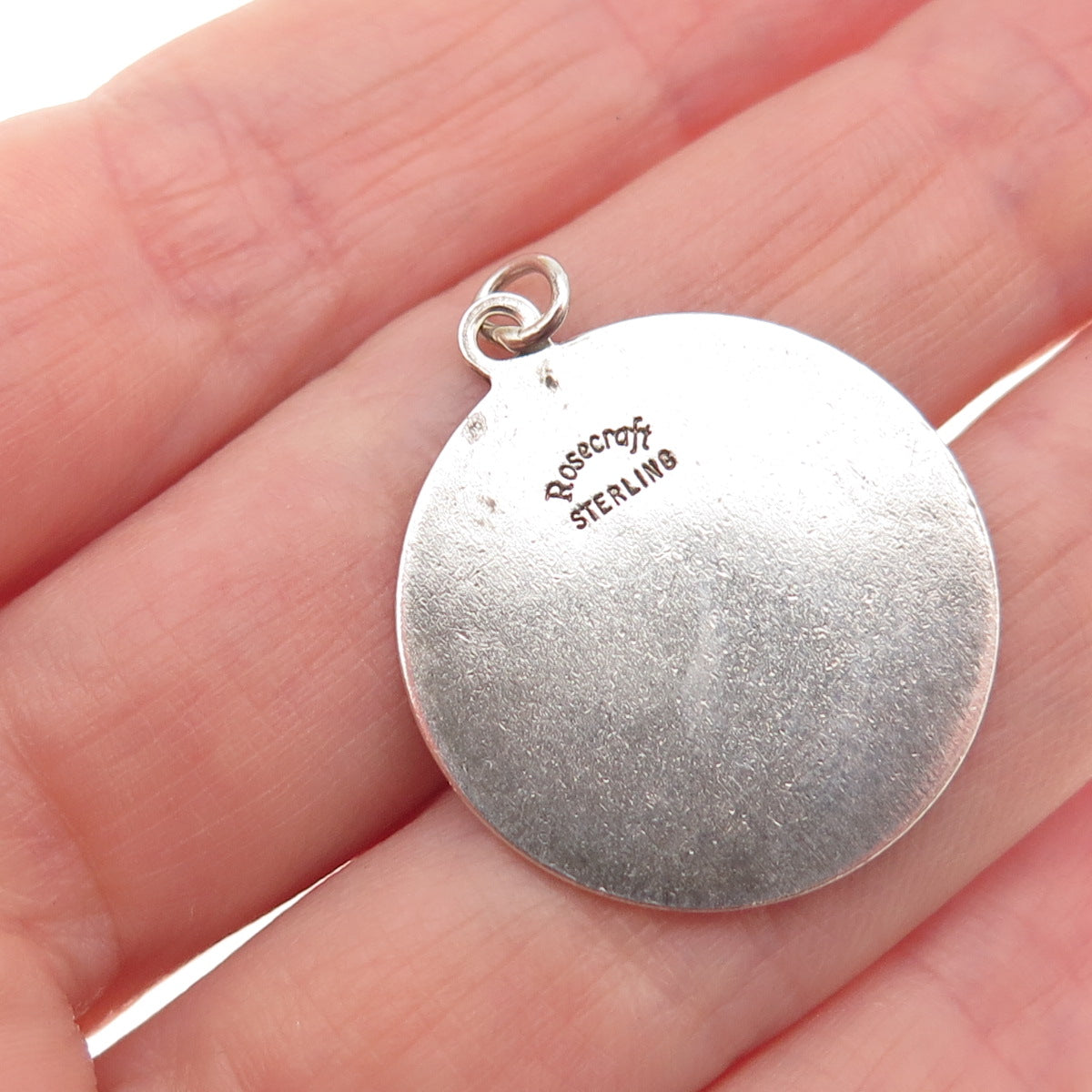 ROSECRAFT 925 Sterling Silver Vintage Washington DC Round Tag Charm Pendant