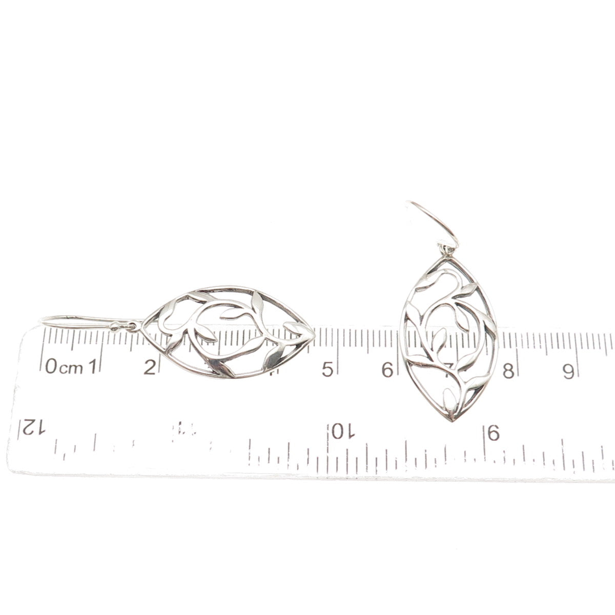 925 Sterling Silver Vintage Floral Dangle Earrings