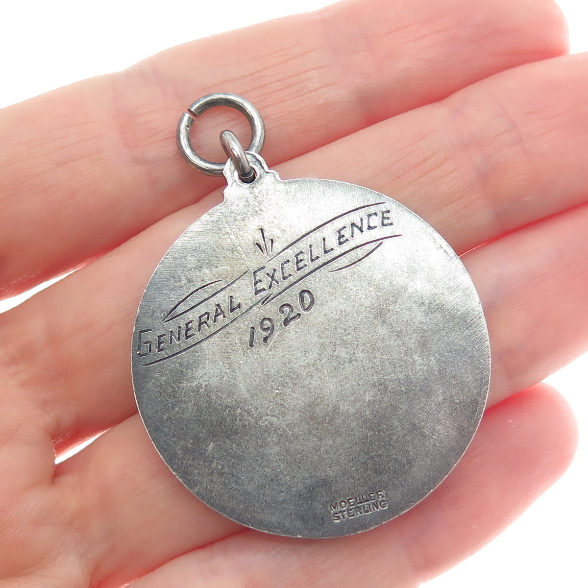 MOELLER Sterling Silver Antique 1920 General Excellence Public School 30 Pendant
