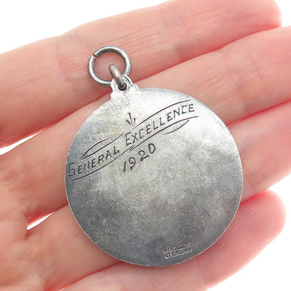 MOELLER Sterling Silver Antique 1920 General Excellence Public School 30 Pendant