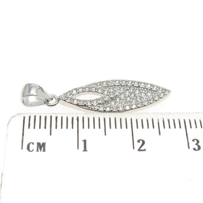 925 Sterling Silver Pave C Z Marquise Shape Pendant