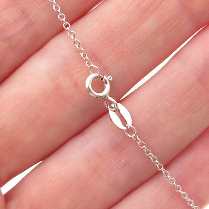 925 Sterling Silver Rose Gold Accent Vintage Real Red Garnet Chain Necklace 18"