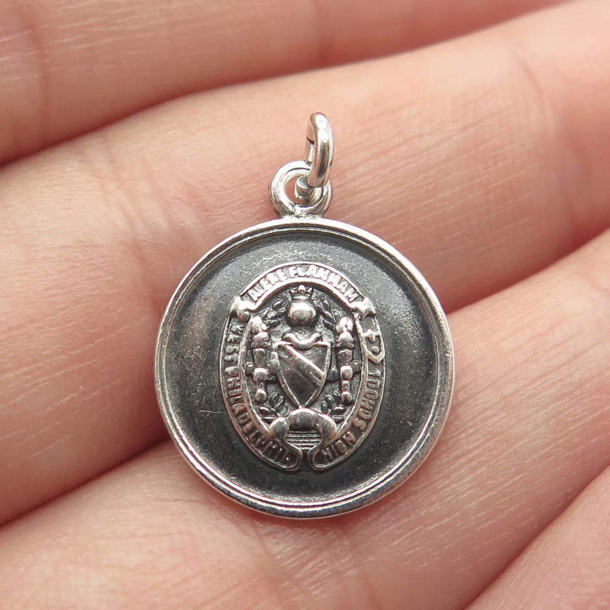 925 Sterling Silver Vintage "Aleme Flamman High School" Charm Pendant