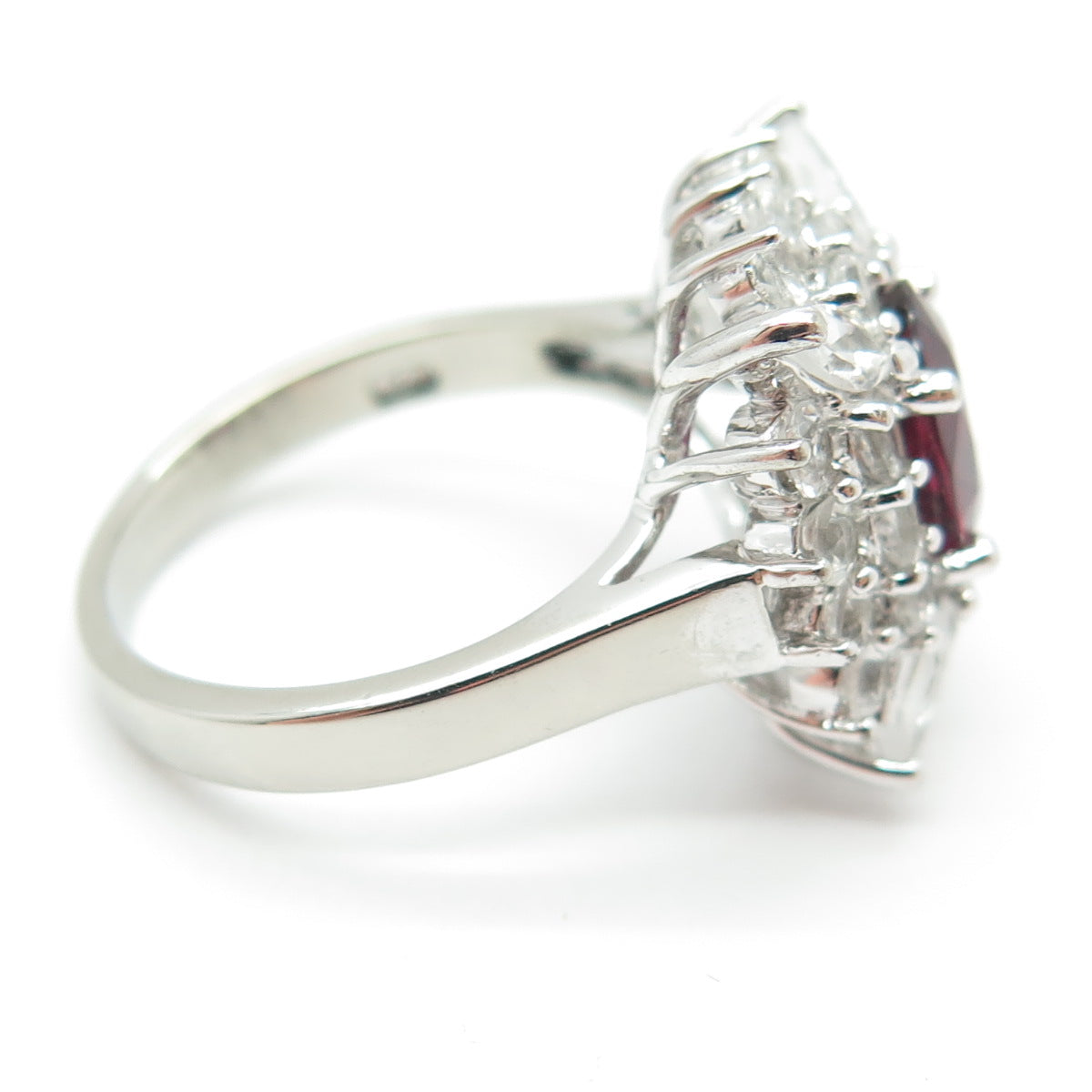 925 Sterling Silver Real Oval-Cut Tourmaline & White Topaz Ring Size 8.75