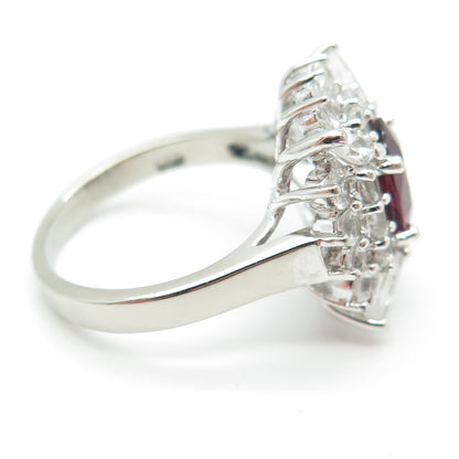 925 Sterling Silver Real Oval-Cut Tourmaline & White Topaz Ring Size 8.75