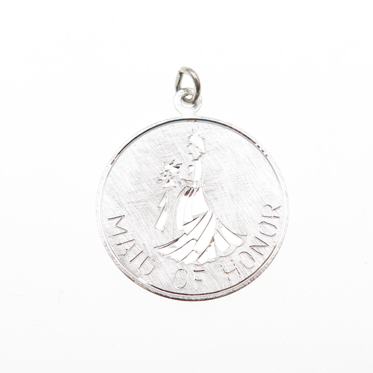 925 Sterling Silver Vintage Engraved Maid of Honor Charm Pendant