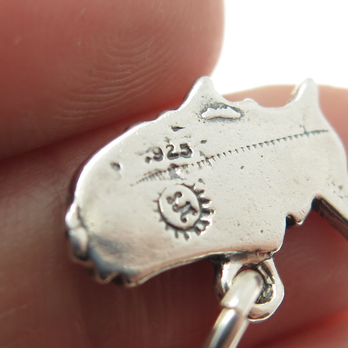 SUNDANCER 925 Sterling Silver Vintage USA Map Oxidized Minimalist Charm Pendant
