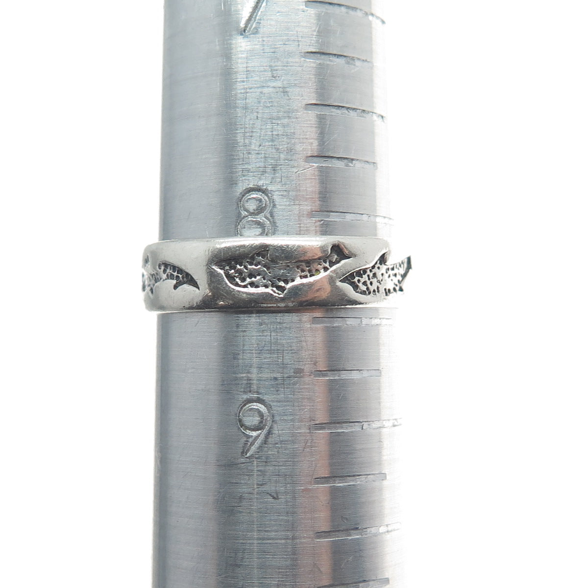 PETER STONE 925 Sterling Silver Vintage Friendly Dolphins Band Ring Size 8.5