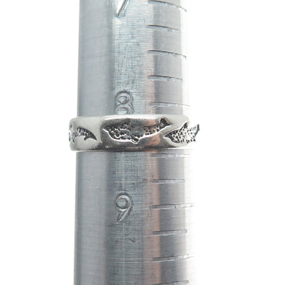PETER STONE 925 Sterling Silver Vintage Friendly Dolphins Band Ring Size 8.5