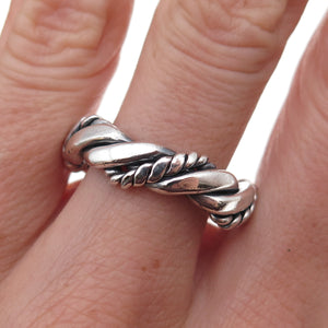 925 Sterling Silver Vintage Twisted Oxidized Band Ring Size 9.75
