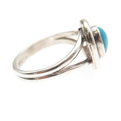 Old Pawn 925 Sterling Silver Vintage Southwestern Turquoise Tribal Ring Size 5