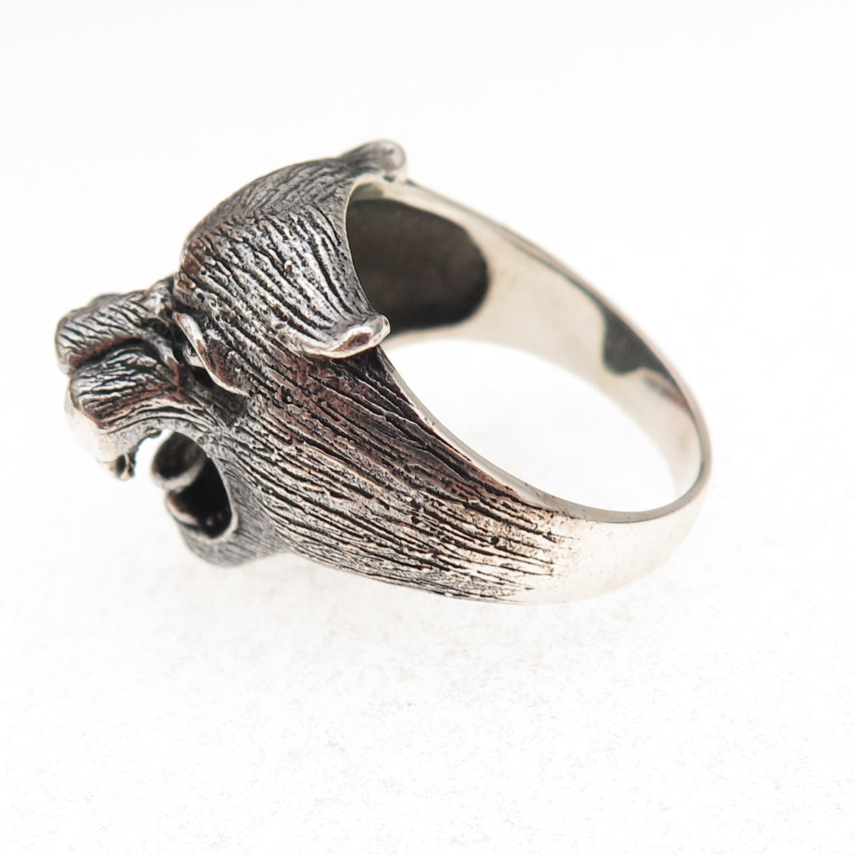 925 Sterling Silver Vintage Puma Oxidized 3D Ring Size 11.5