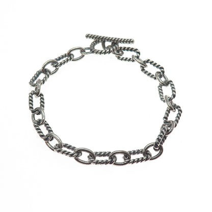 925 Sterling Silver Vintage Cable Link Oxidized Bracelet 7.25"