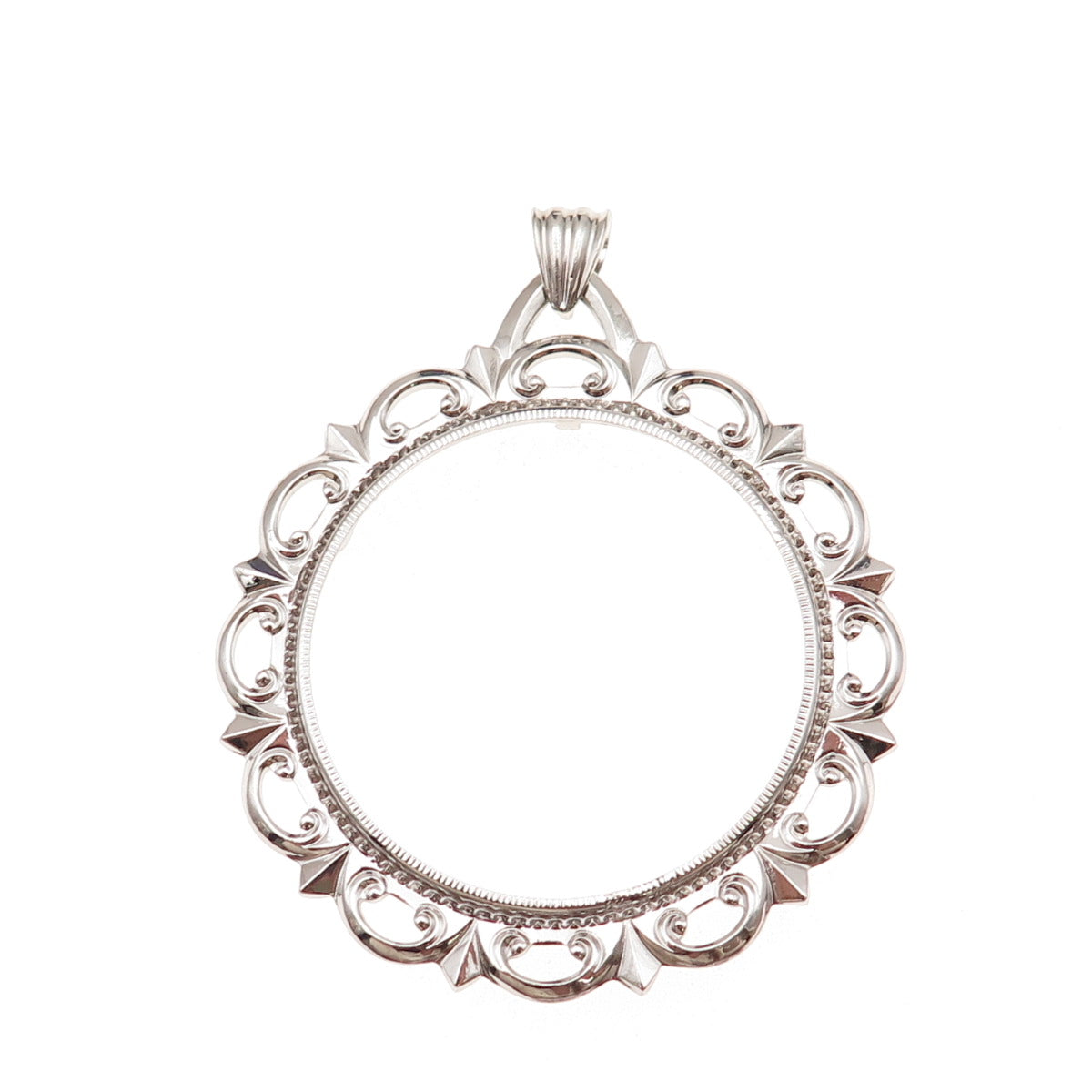 Rand & Paseka 925 Sterling Silver Vintage Morgan Coin Frame Holder Pendant
