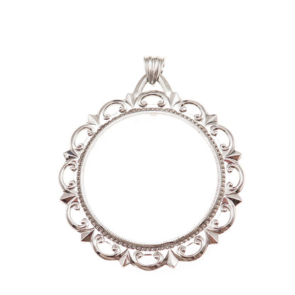 Rand & Paseka 925 Sterling Silver Vintage Morgan Coin Frame Holder Pendant