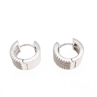 925 Sterling Silver Round-Cut C Z 4-Row Hoop Earrings