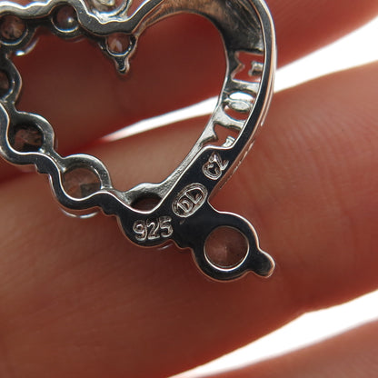 925 Sterling Silver Graduated Round-Cut C Z Mom Heart Mini Charm Pendant