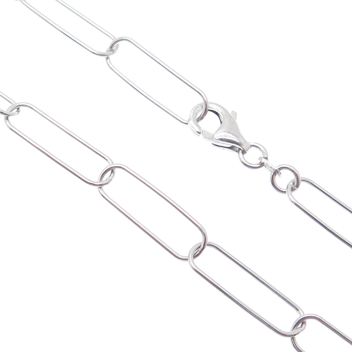 925 Sterling Silver Italy Paperclip Chain Necklace 24"