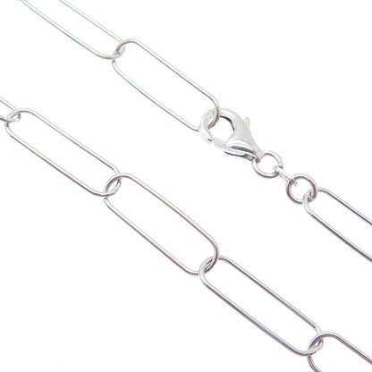 925 Sterling Silver Italy Paperclip Chain Necklace 24"
