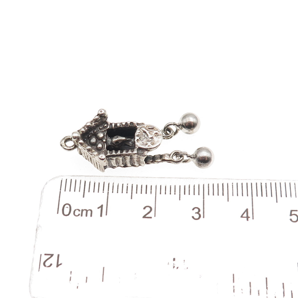 JewelArt 925 Sterling Silver Vintage Cuckoo Clock Oxidized 3D Charm Pendant