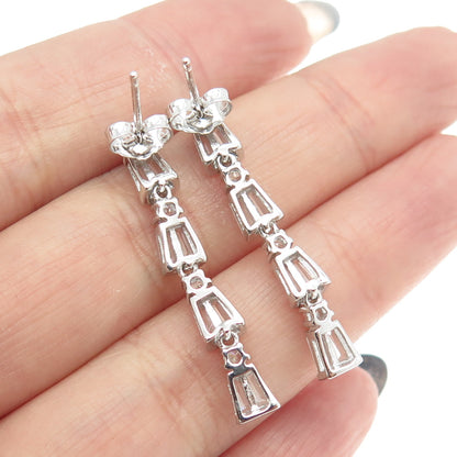 925 Sterling Silver Multi-C Z Dangling Earrings