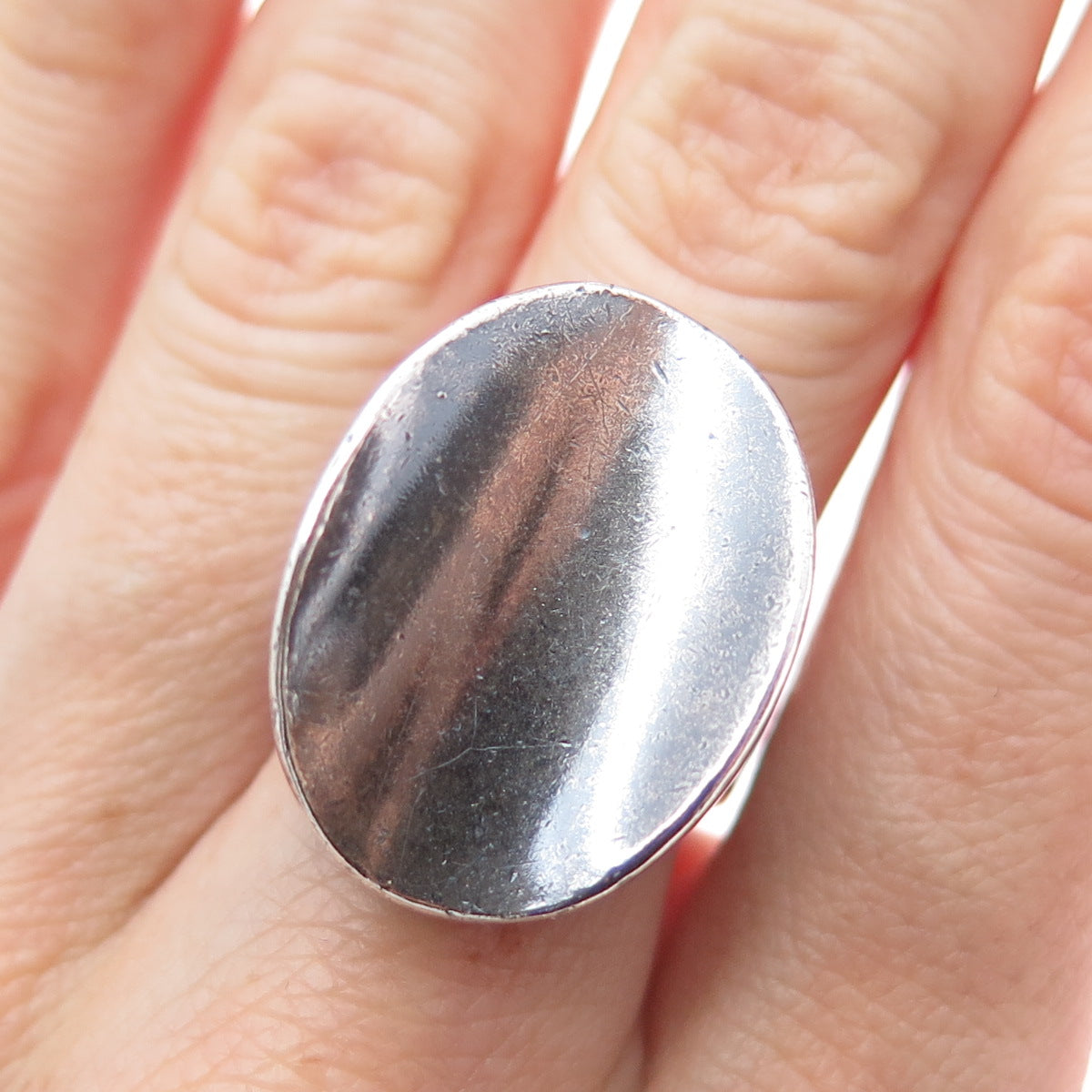 925 Sterling Silver Vintage Israel Modernist Oxidized Ring Size 6.5