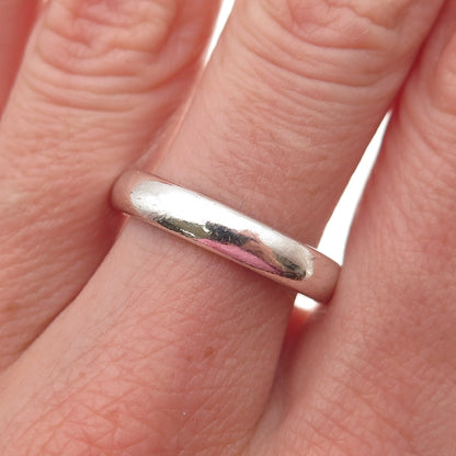 925 Sterling Silver Vintage Mexico Classic Wedding Oxidized Band Ring Size 9