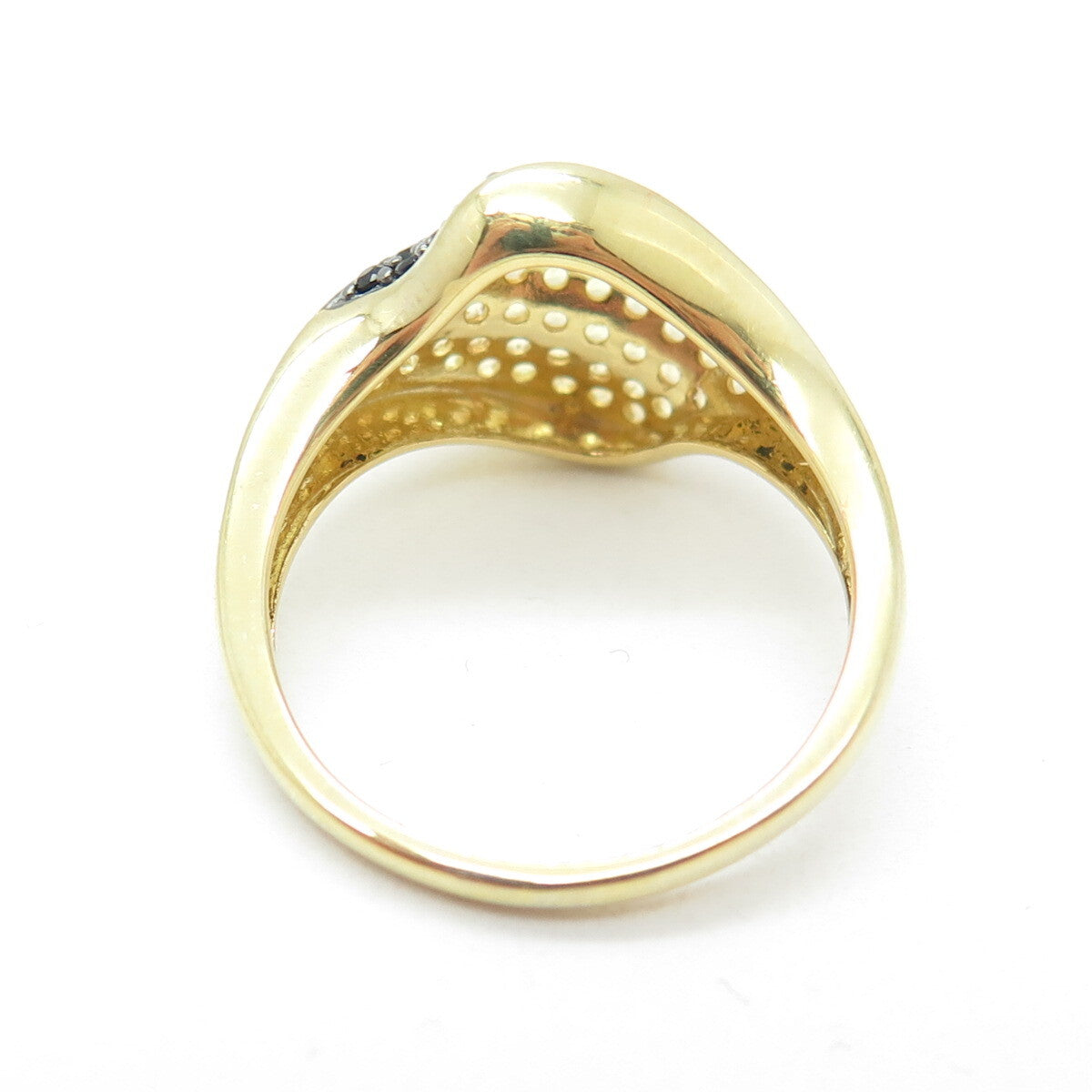 DSMK 925 Sterling Silver Gold Plated Citrine & Black Spinel Gem Ring Size 7.25