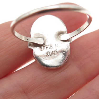 Effie Calavaza Zuni Old Pawn Sterling Silver Vintage Turquoise Ring Size 10.25