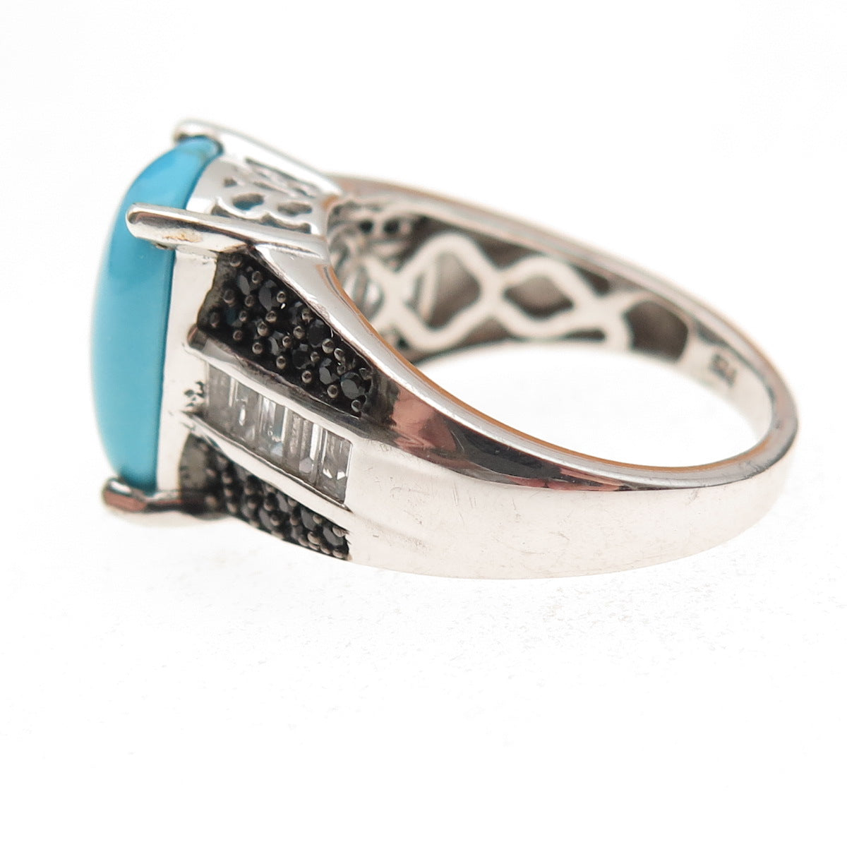 Chuck Clemency 925 Sterling Silver Real Turquoise Spinel & Topaz Ring Size 8.25
