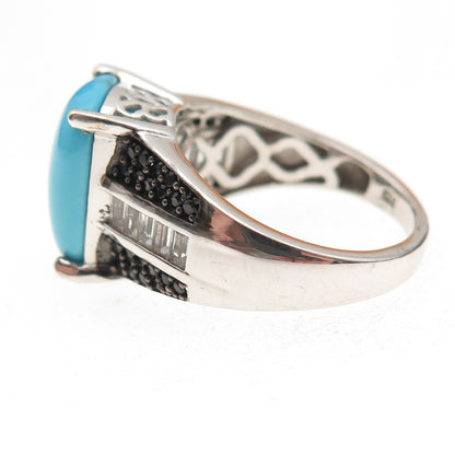 Chuck Clemency 925 Sterling Silver Real Turquoise Spinel & Topaz Ring Size 8.25