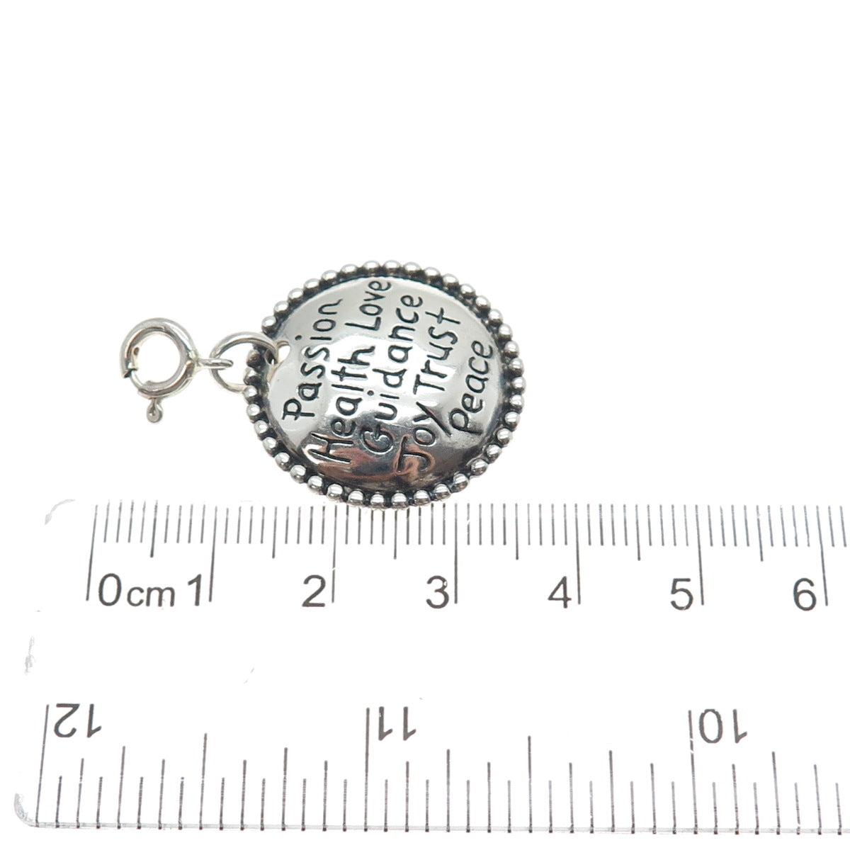 925 Sterling Silver Vintage Galatians 5:22 Oxidized Spring Ring Lock Pendant