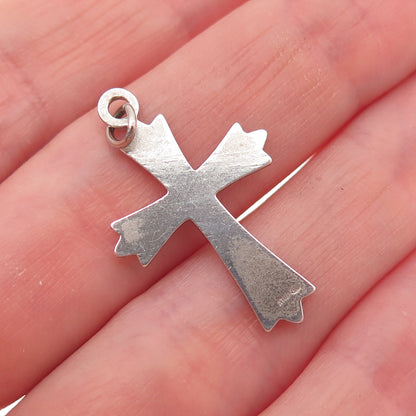 925 Sterling Silver Vintage Diamond-Cut Cross Charm Pendant