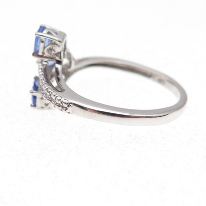 Chuck Clemency 925 Sterling Silver Real Oval-Cut Tanzanite Bypass Ring Size 8.25