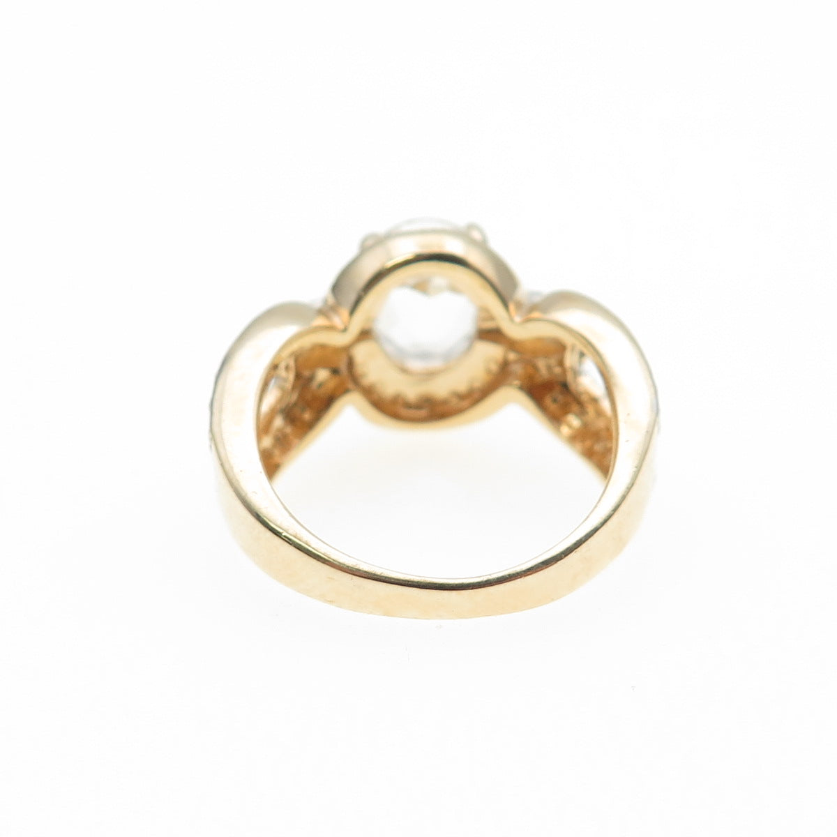 DEE BERKLEY 925 Sterling Silver Gold Plated Real White Topaz Ring Size 5