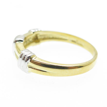 SMK 925 Sterling Silver 2-Tone Ribbed Ring Size 7