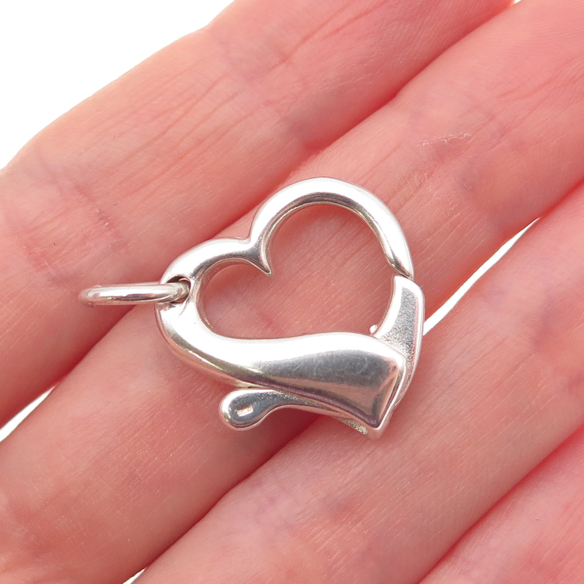 925 Sterling Silver Vintage Bracelet / Necklace Heart Lobster Lock Clasp