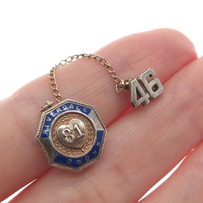 925 Sterling Silver Antique 1946 Enamel Public School 81 Riverdale Bronx Pin