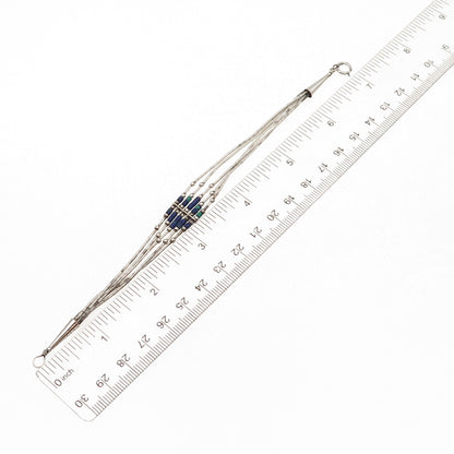 Old Pawn 925 Sterling Silver Vintage Azurite 5-Strand Liquid Chain Bracelet 7"