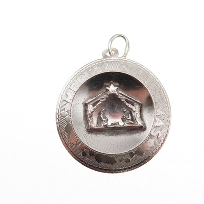 M&M Mark Mercy 925 Sterling Silver Vintage Merry Christmas Charm Pendant