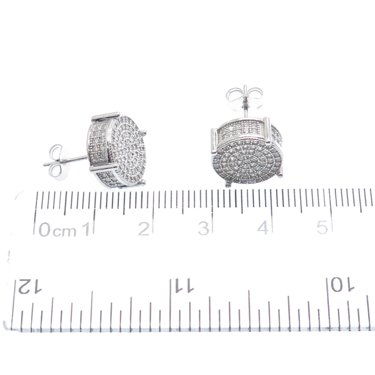925 Sterling Silver Round-Cut C Z Sparkle Stud Earrings