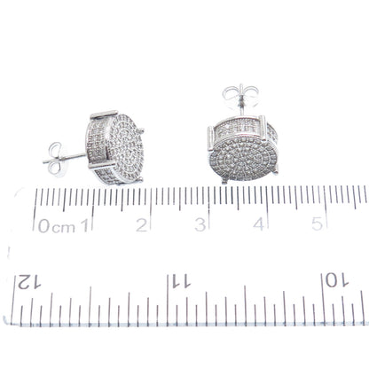 925 Sterling Silver Round-Cut C Z Sparkle Stud Earrings