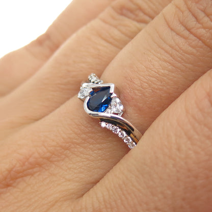 BGE BRADFORD 925 Sterling Silver Lab-Created Sapphire & C Z Ring Size 7.75