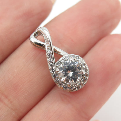 925 Sterling Silver Real White Topaz Gemstone Slide Pendant