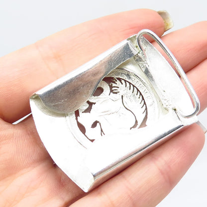 925 Sterling Silver Antique 1907 Peruvian Dinero Coin Belt Buckle