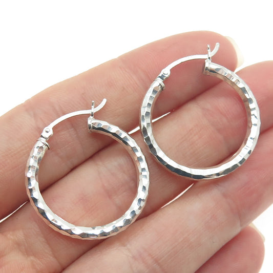 JOM JUST ONE MORE 925 Sterling Silver Diamond-Cut Hoop Earrings