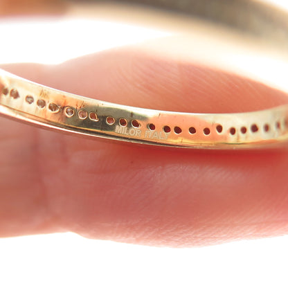 MILOR 925 Sterling Silver Gold Plated Italy C Z Cross Dangle Charm Ring Size 10